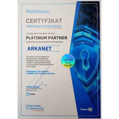 Certyfikat Bitdefender