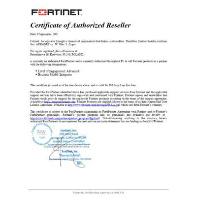 certyfikat Fortinet
