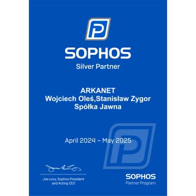 sophos-silver-partner-level-certificate-a4 ARKA